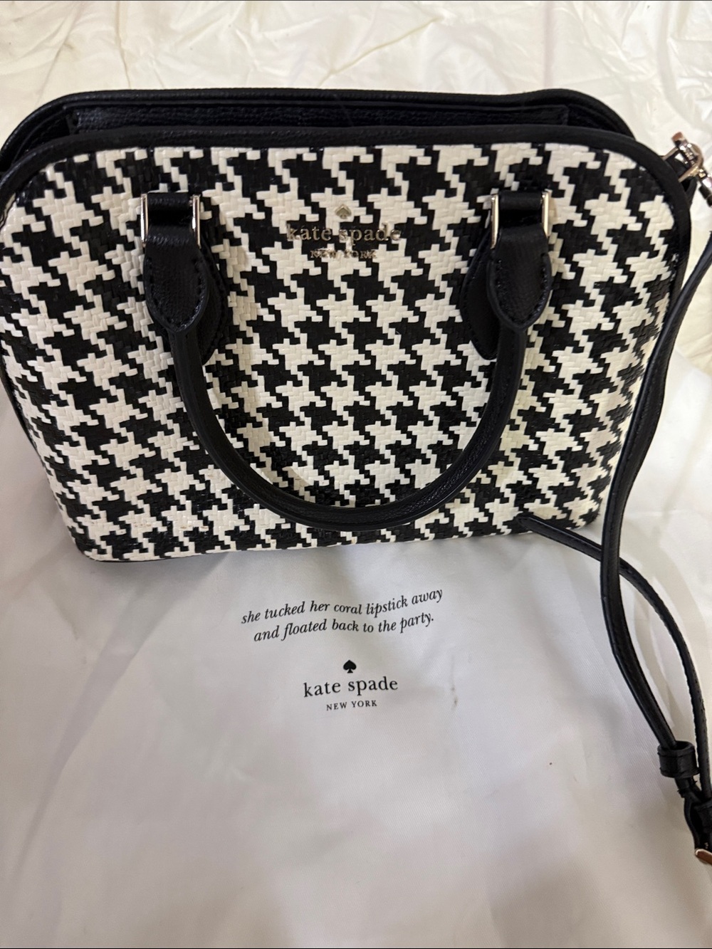 kate spade Black & White Houndstooth Satchel